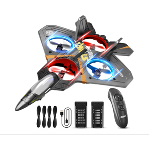4DRC V17 Foam Remote Control Airplanes Rc Planes for Kids Adults 4-7 8-16, Remote Control Planes Fighter Jet with Light, 360° Flip Fighter Jet Toy, Gravity Sensing, Stunt Roll, Gifts for Kids Boys