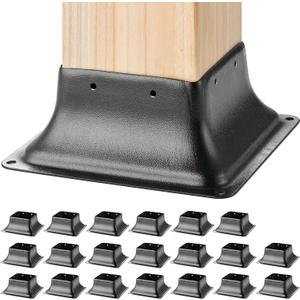 VEVOR 4x4 Post Base 20Pcs, Internal 3.6"x3.6" Heavy Duty Powder-Coated Steel Post Bracket Fit for Standard Wood Post Anchor, Decking Post Base for Deck Porch Handrail Railing Support