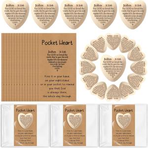 Leinuosen 30 Set John 3: 16 Father's Day Religious Encouragement Gift Christian Pocket Heart Token Bible Verses God Blessed Party Favors with Holy Cards Prayer for Dad Family Friend Coworker