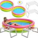 5 Pcs Outdoor Movie Night Inflatable Swimming Pool 51in x 13in Colorful Blow up Pools with Foldable Portable Serving Tray Table and Pump for Summer Backyard Camping Birthday Party Activitie