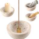 Incense Holder for Sticks and Cones - Handcrafted Limestone Incense Burner and Ash Catcher, Modern Stone Holder for Aromatherapy, Meditation, and Japanese Incense (Beige)