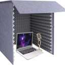Desktop Soundproof Cover, Portable Recording Booth, Microphone Isolation Booth Cube, Vocal Absorbing Shield, Small Music Recording Studio for Home Studio, Music Recording (Grey, 70x70cm)