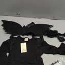 Halloween Toddler Bat Costume for Baby Girl Boy with Black Bat Wing Ruffle Long Sleeve Romper Bodysuit Goth Bow Headband, 90cm(12-18M)