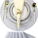 Round Silver Christmas Placemats for Dining Table Mats Set of 6 Wipeable Snowflake Placemats for Kitchen Table Plastic Soft PVC Place mats Durable Heat Resistant Non-slip Washable Table Mats 15"