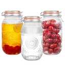 Amzcku Wide Mouth Vintage Mason Jars with Airtight Lid 64oz 2 Quart, Canister Quart Jars for Kitchen Storage - for Coffee, Sugar, Beans 3 Pack