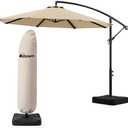 OLILAWN 10FT Cantilever Offset Patio Umbrella with Base and Umbrella Cover | Outdoor Patio Umbrella with 360° Rotation & Infinite Tilt, Yarn-Dyed Fade-Resistant Canopy, Heavy Duty 8-Rib Steel Frame