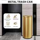 30L/8GAL Gold Brass Kitchen Trash Can, Golden Tall Commercial Garbage Can, Large Capacity Flip Trash Can, for Kitchen,Shopping Mall,Hotel,Elevator Gate,Airport,Commercial (Gold, 30L)