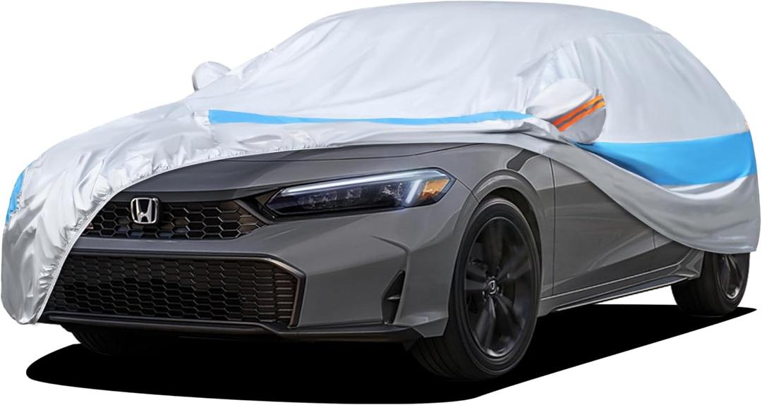 Car Cover Waterproof All Weather,Universal Fit Nissan Versa/350z/370z/240SX, Audi TT, Toyota 86/Celica, Subaru BRZ,Hyundai Accent, Porsche 718/Boxster etc. (S1-Fit Sedan-Length 164-175 inch, Silver&Blue)