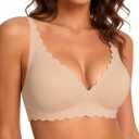 COOL CUTE Jelly Bras for Women Wireless Comfort Bralette for Women Seamless Everyday Bra Soft Support Invisible T-Shirt Bra (Beige, L)