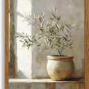 AVECCO Framed Vintage Olive Botanical Tree Canvas Wall Art, Rustic Farmhouse Wall Decor, Unique Plant Art Prints for Bathroom Bedroom Living Room Office Home Kitchen Decoration Ready to Hang 8x10 Inch
