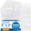 Spartan Industrial - 2" X 3" (1000 Count) 4 Mil Thick Clear Reclosable Zip Plastic Poly Bags with Resealable Lock Seal Zipper - Heavy Duty and Durable