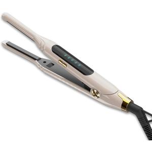 Mini Flat Iron 3/10'' Small Flat Irons for Short Hair,Pixie Cut & Bangs,Tiny Hair Straightener for Edge with LED Display,Travel Thin Hair Straightener with Dual Voltage,Auto Shut OffKhaki