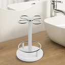 HarJue Toothbrush Holder Stand for Bathroom, Metal Toothbrush Organizer with Marble Base, Toothbrush Storage Collection for Family, Suitable for Home Hotel Countertop Vanity (Small, Chrome Finish)