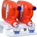 Skywin TidyFriend Detergent Holder Shelf for Laundry Room - Holds 2 Liquid Soap Dispenser, Laundry Soap Station Organizer, Detergent Stand with Drip Catcher Drip Tray Storage Organization (White)