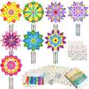 gisgfim 16 Pack Diwali Lotus Flower Wind Chime Crafts Kits for Kids Make Your Own Mandala Wind Chime Wooden DIY Arts and Crafts Decoration for Diwali Party School Classroom Supplies Favors