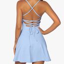 QINSEN Womens Two Pieces Tennis Dress with Shorts Workout Open Back Active Golf Dresses