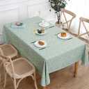 Heavy Duty Vinyl Tablecloth with Flannel Backing Waterproof Oil-Proof Plastic Table Cloth Stain-Resistant Wipeable Rectangle or Square Table Cover for Indoor and Outdoor (Green Grid 60x102 Inch)