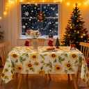 SASTYBALE Christmas Sunflower Tablecloth Rectangle 60 x 84 Inch, Waterproof Stain Resistant Floral Winter Holiday Table Cloth, Fabric Table Cover for Kitchen Dining, Party, Picnic, Indoor, Outdoor