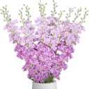 Thiccywoov 12 Pcs Delphinium Artificial Flowers, 33.5'' Long Stem Lifelike Faux Silk Flower Fake Look Real Bouquet for Tall Vase DIY Wedding Party Home Kitchen Arrangement Decor(Purple)