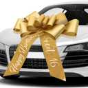 Wonderjune 30 Inch Big Car Bow - Giant Sweet 16 Birthday Bow Gift Wrapping Decoration for Surprise Party, Birthday Decorations(Gold)