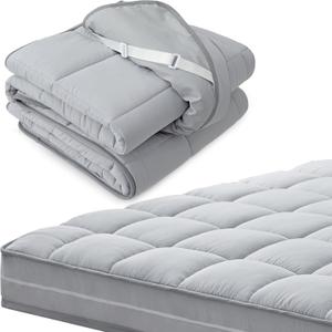 3Inch Queen Mattress Topper Cover(Only Cover),Mattress Protector Bedding,Foam and Latex Mattress Cover with Zipper and Adjustable Straps,Pillow Top(80 x 60) Gray