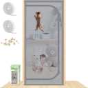 Reinforced Cat Screen Door, Fits Door Size 34''x 80'' Heavy Duty Pets Proof Screen Door with Bilateral Zipper, Prevent Dogs Cats Running Out from Home, Bedroom,Living Room, Kitchen