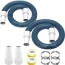 Pool Filter Hose Replacement Kit, 1.5" 3 Foot Heavy Duty Above Ground Pool Hose Compatible with Intex Pool Filter Pumps (4 Clamps+2 Adapters+2 Tapes)