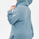AlvaQ Womens Plus Size Sweatshirts Casual Long Sleeve V Neck Drawstring Hoodies Tops (Blue)