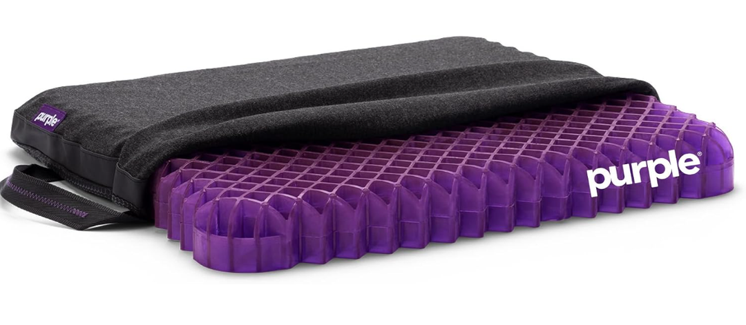 Purple Royal Seat Cushion, Portable 2 Inch Gel Seat Cushion, GelFlex Grid | Handles for Car, Office Chair, Stadium - Pressure-Reducing for Hard Seats, Temperature-Neutral, No-Slip - Made in USA (Royal)