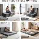 Memory Foam Tri Folding Mattress Single Size - Tri-fold Mattres, Handle & Non-Slip Bottom, Portable Foldable Sofa Bed Floor Chair for Travel RV Camping Guest Yoga - 4 Inch, 75"x25"x4"
