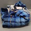 Electric Blanket Heated Throw, Soft Flannel 50"x60" Plaid Heating Blanket with 8 Hours Auto Off 10 Fast Heating Levels Machine Washable Sherpa Heated Blanket with Overheating Protection (Blue)