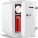 Mini Fridge, 4 Liter/6 Can Mini Makeup Fridge, 110V AC/ 12V DC Portable Thermoelectric Cooler&Warmer for Skincare, Drink, Cosmetic, Medicine, Small fridge for Bedroom, Office, Dorm, Car, White