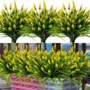 Nigirior Artificial Flowers for Outdoor Plants 24 Bundles Fake Lavender Plastic Faux Monkey Grass for Verandah Window Garden Office Patio Front Porch UV Resistant for Planter(Yellow)
