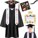 Retisee 7 Pieces 2026 Kindergarten and Preschool Graduation Cap Gown Stole Set with 2026 Tassel Diploma Grade Graduation