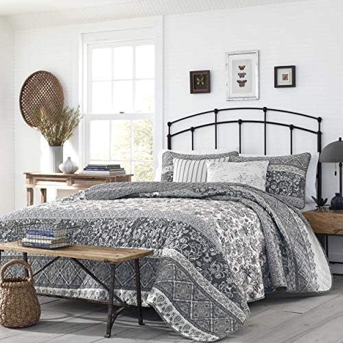 Stone Cottage - Queen Quilt Set, Reversible Cotton Bedding with Matching Shams, Ideal Bedding Set (Abbey Grey, Queen)
