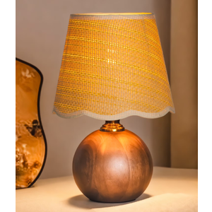 URLIGHTS Table Lamp with Wooden Base Fabric Lampshade,Desk Bedside Small Lamps with 6ft Power Cord, 110V Plug, Dimmable E26 Socket (Bulb Included) for Living Room Night Stands Bedroom