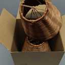 Rattan Lamp Shade Set of 6 Natural Rattan Clip-on Chandelier Lampshade Mini Handmade Woven Vintage Boho Farmhouse Wicker Table Light Cover for Candle Bulb(3.15" Top x 6" Bottom x 5.3" Height)