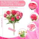 Tigeen 12 Bundles Peonies Artificial Flowers Faux Roses Silk Flowers Hydrangea Artificial Bouquet for Wedding Table Centerpiece Floral Vase Home Office Bridal Decor (Rose Pink)