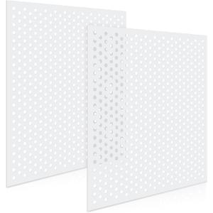 DoubleFill 2 Pack 2' x 2' Plastic Perforated Tiles with 1/2" Holes 24" x 24" White Drop Ceiling Tiles Plastic Ceiling Grid Covers