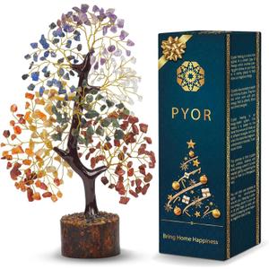 PYOR Tree, Crystals and Healing Stones, Gifts for Women, Crystal Tree, Home Office Decor, Crystals, House Warming Gifts New Home, Decor, 300 Gemstones - 10-12" Money Trees