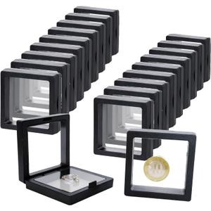 20Pcs Floating Frame Display CaseBSELUTNGY 3D Floating Display Case 2.76 Inches Black is Perfect for Preserving and Displaying Jewelry, Coins, Badges, Specimens and Various Collectible