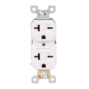 Duplex Electrical Receptacle Outlets, 20Amp 250V Wall Outlet Straight Blade Receptacle, 2 Pole 3 Wire, 20A 250V Outlet, 6-20R/6-15R, White, 1-Pack