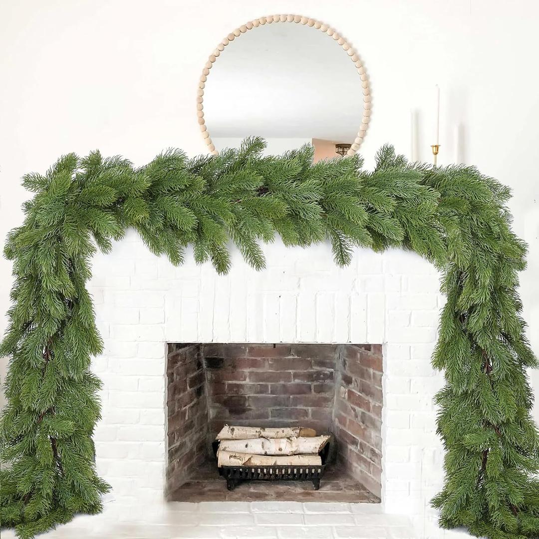 Pine Garland Christmas Decoration, 6ft Christmas Greenery Garland Artificial Spruce Pine Needles for Holiday Mantel Fireplace Table Centerpiece Decor