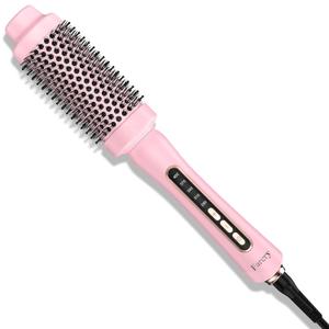 Upgraded Farery Thermal Brush, Non-Blowing Heated Round Brush, 1 3/4 Inch Hot Curling Brush with Adjustable Temp, Easier & Faster & Smoother, Dual Voltage for Travel, Longer Lasting Bristles (Pink)