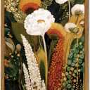 Framed Vintage Floral Canvas Wall Art, Abstract Flower Pictures Wall Decor, Boho Wildflower Botanical Paintings Prints Mid Century Modern Home Decor Aesthetic for Living Room Bedroom 16x24 inch