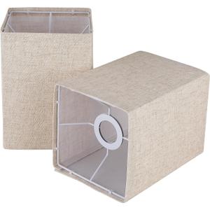 Square Lampshades Set of 2, Linen Lampshades L6.3"x W6.3" x H9.84" High, Easy Assembly Replacement Fabric Shades for Table Lamps Floor Lamps, Beige Color