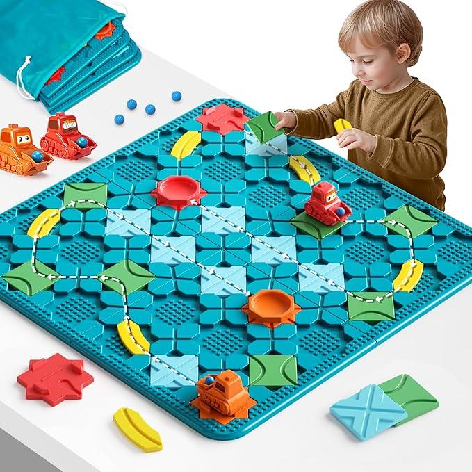 Kids Toys STEM Board Games  Large Size Logical Road Builder Educational Brain Teasers Puzzles Toys, Preschool Learning Montessori Big Board Maze Birthday Gifts Kids Boys Girls Age 48 Year Old