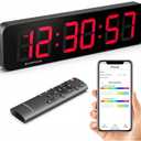 15.2" Large Digital Wall Clock with Seconds, App & Remote Control, Customizable RGB Colors, Alarms, Stopwatch, Countdown, Timer Clock for Home Gym Living Room Office Garage Decor