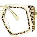 Zeelool Oversized Eyeglasses Frames for Women Geometric Blue Light Glasses Non Prescription Eyewear Frames (Tortoise-brown)