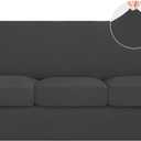 ISSUNTEX 4 Pieces High Stretch Thicken Couch Covers, Soft Sofa Slipcover for 3 Separate Cushion , Jacquard Fabric Elastic Furniture Protector for Dogs (Sofa, Dark Gray)